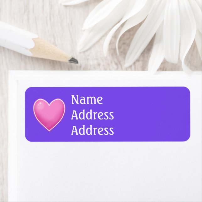 Purple with Pink Heart Return Address Labels (Insitu)