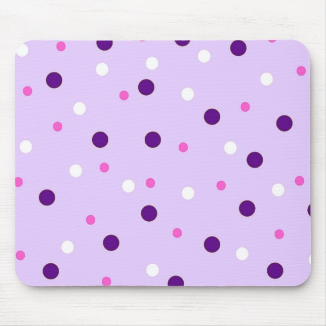 Purple with Pink Polka Dots Mouse Pad (Front)