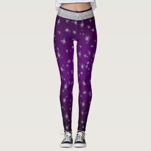 Purple with Silver Stars Leggings