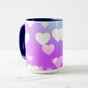 Purple with white hearts two toned coffee and tea  mug