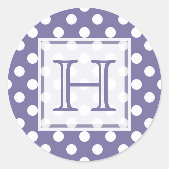 Purple With White Polka-dot Monogram Stickers (Front)