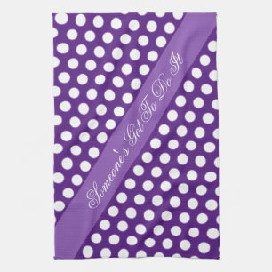 Purple With White Polka-dots Kitchen Towel