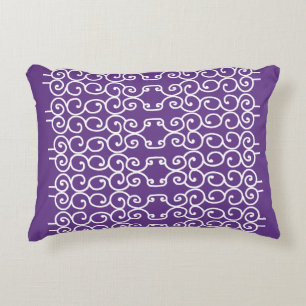 Purple with white scrolls accent pillow