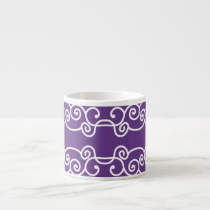 Purple with white scrolls espresso cup