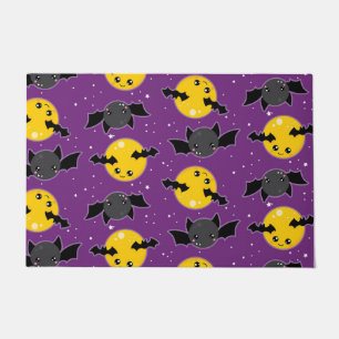 PURPLE WITH YELLOW MOONS & BLACK BATS DOORMAT