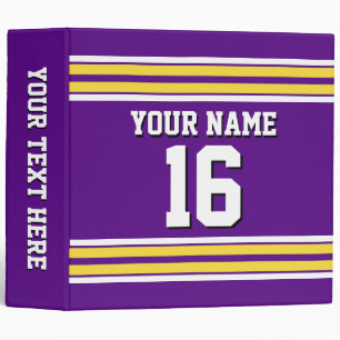 Purple with Yellow White Stripes Team Jersey Binder