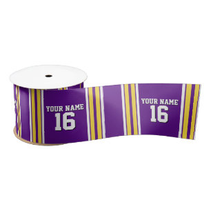 Purple with Yellow White Stripes Team Jersey Satin Ribbon