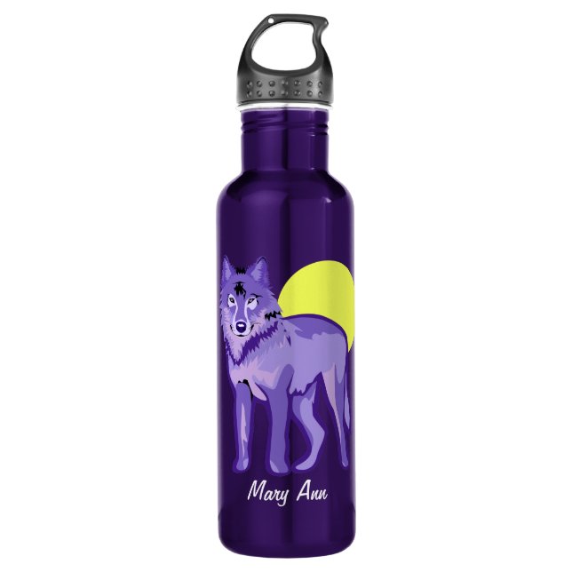 Purple Wolf Full Moon 710 Ml Water Bottle (Front)