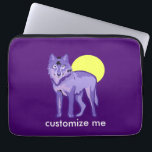 Purple Wolf Full Moon Laptop Sleeve<br><div class="desc">A beautiful, majestic, purple wolf standing in front of a yellow full moon along with your own personalized text. This custom wild animal gift is the perfect present for a lover of wolves. Customize these for your wolf pack friends.</div>