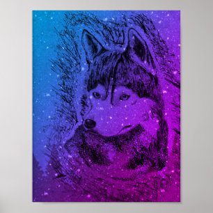 Purple Wolf Poster
