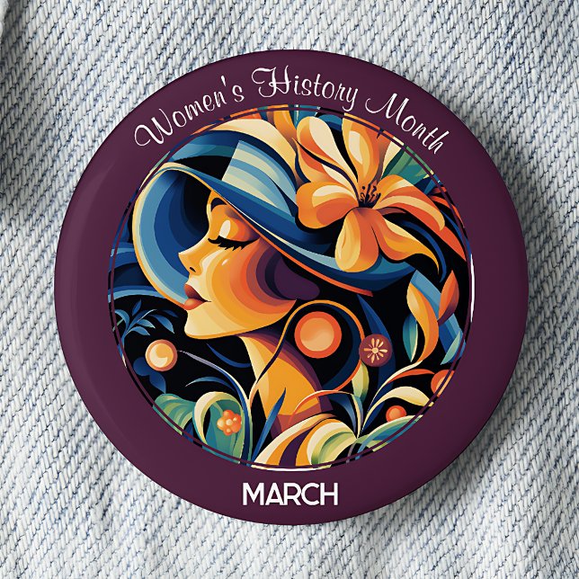 Purple Women's History Month 2 Inch Round Button (Creator Uploaded)