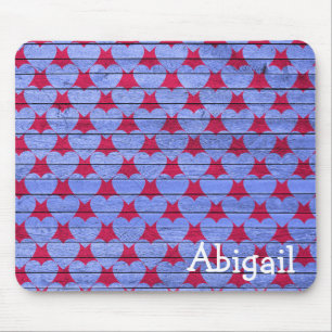 Purple Wood Heart Design Mouse Pad