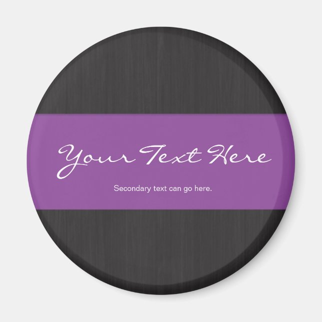 Purple & Woodgrain Customizable Magnet (Front)