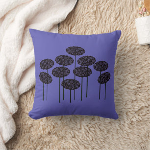 Purple Woodland Trees Throw Pillow