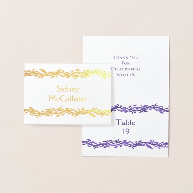 Purple Woodsy Wedding Place Card Escort Seating (Display)