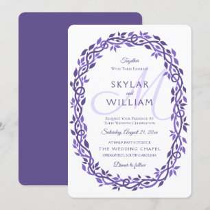 Purple Woodsy Wedding Ultra Violet Wreath Invitation