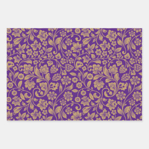 Purple Wrapping Paper with golden pattern