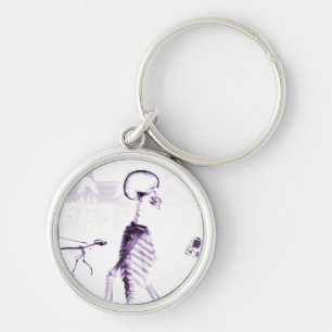 Purple X-Ray Skeleton City Scene Keychain