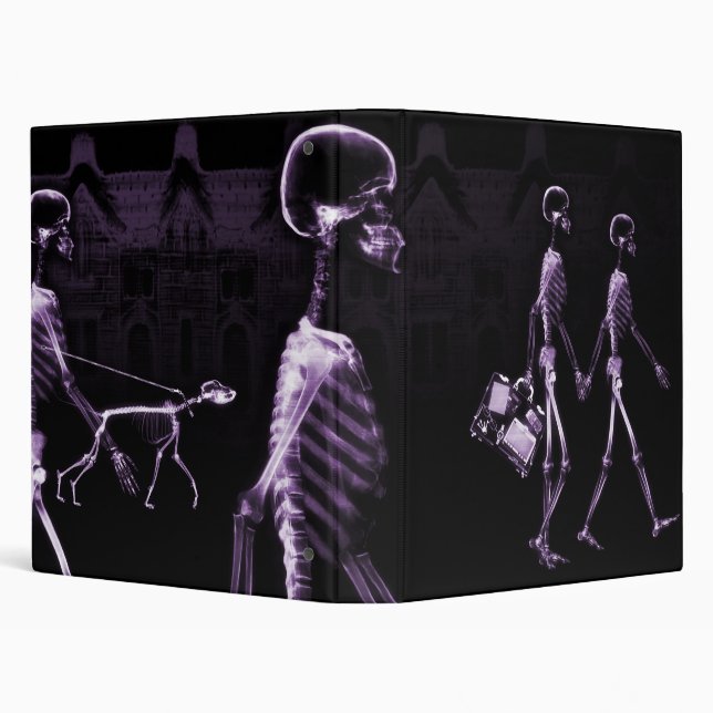 Purple X-Ray Skeletons Midnight Stroll Binder (Background)