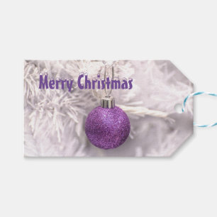 Purple xmas bauble christmas holiday gift tags