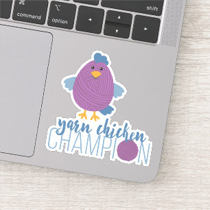 Purple Yarn Chicken Champion Custom-Cut Stickers