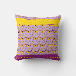 Purple Yellow Butterflies Throw Pillow