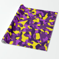 Purple Yellow Camouflage Print Pattern