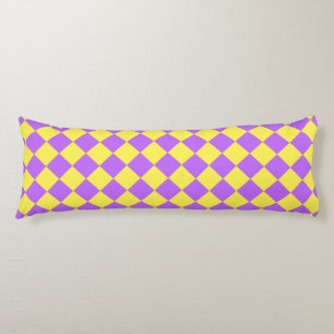 Purple Yellow Chequered Diamond Pattern Body Pillow