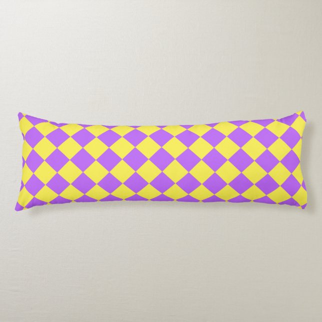 Purple Yellow Chequered Diamond Pattern  Body Pillow (Front)