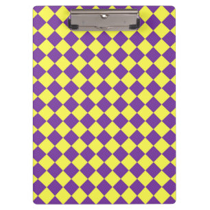 Purple Yellow Chequered Diamond Pattern Clipboard