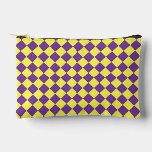 Purple Yellow Chequered Diamond Pattern Small Accessory Pouch
