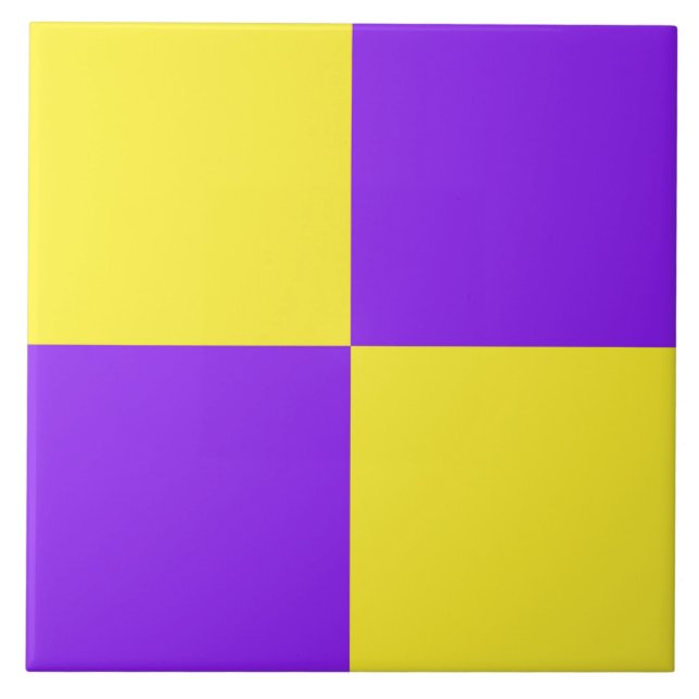 Purple Yellow Chequered Pattern Tile (Front)