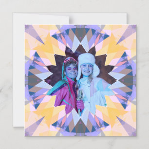 Purple Yellow Christmas Star Photo Magnetic Card