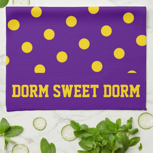 Purple Yellow College Team Cool Fun Dorm School Kitchen Towel (Folded)