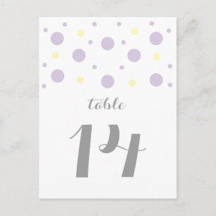Purple Yellow Confetti Table Number Postcard