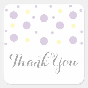Purple Yellow Confetti Wedding Thank You Stickers