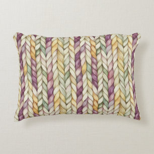 Purple Yellow Cream Green Woven Stripes Accent Pillow