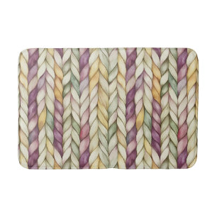 Purple Yellow Cream Green Woven Stripes Bath Mat