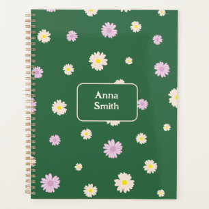 Purple Yellow Daisies on Green in Floral Pattern Planner