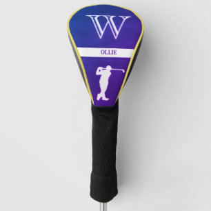 Purple & Yellow Design with OLLIE leather Golf Head Cover