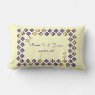 Purple Yellow Diamonds Butterflies Pillows