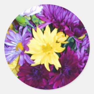 Purple & Yellow Floral Envelope Seal Stickers