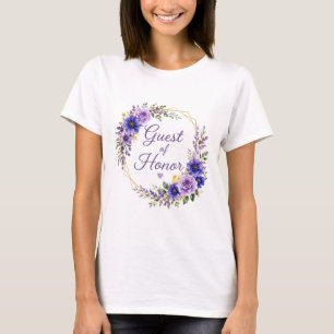 Purple Yellow Floral Guest of Honour Birthday T-Shirt