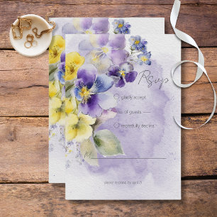 Purple & Yellow Floral Modern Wedding No Dinner RSVP Card