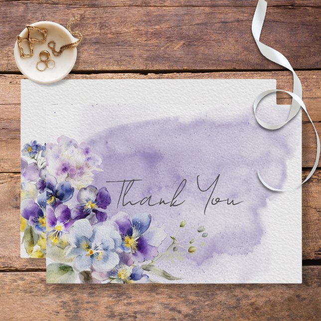 Purple & Yellow Floral Modern Wedding Thank You Card (Creator Uploaded)