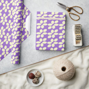 Purple & Yellow Floral Pattern Wrapping Paper