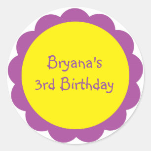 Purple & Yellow Flower Cute Birthday Party Sticker