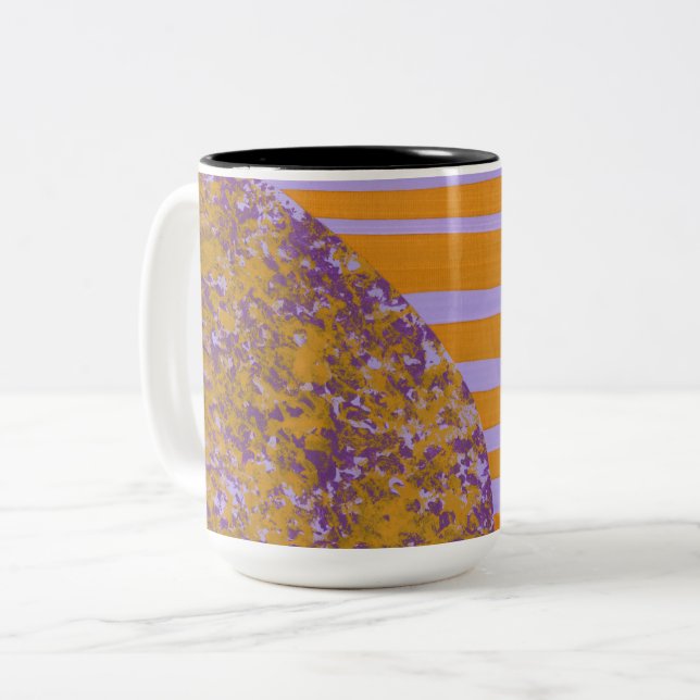Purple Yellow Flower Two-Tone Coffee Mug (Front Left)