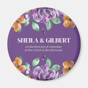 Purple Yellow Flowers Save The Date Magnet