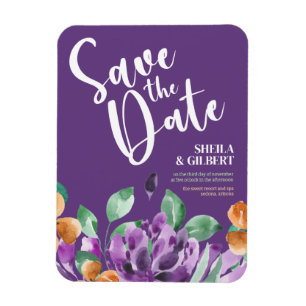 Purple Yellow Flowers Save The Date Magnet
